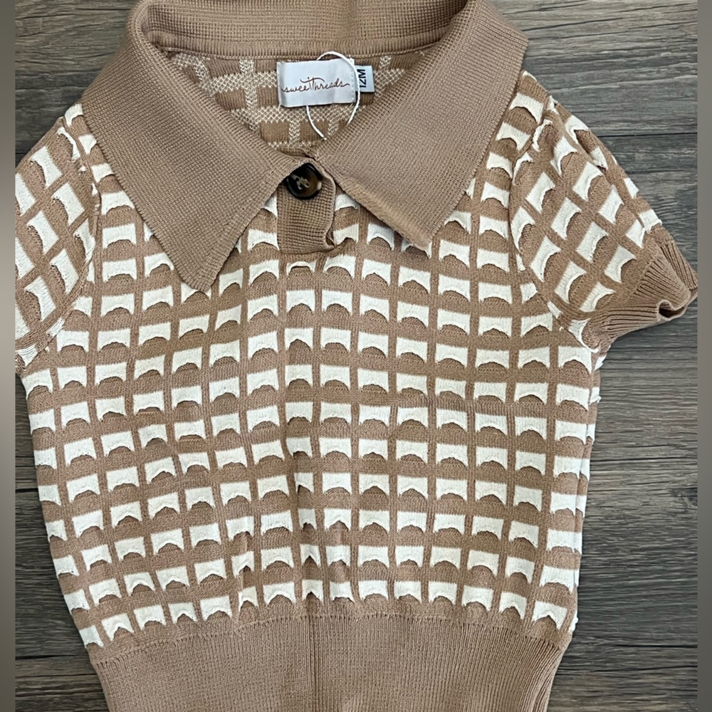 Baby Boy 12 months Sweet Threads Brown & Cream Patterned Knit Sweater